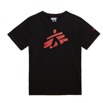 T-shirt unisex nera con omino MSF