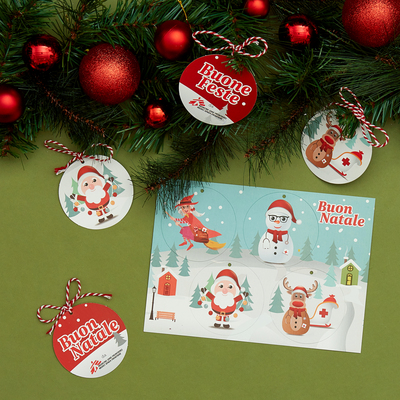 Cartoncino MSF con decorazioni natalizie