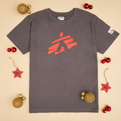T-shirt unisex grigia con omino MSF