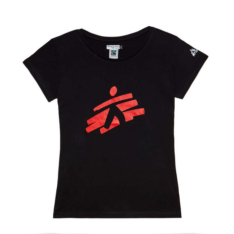 T-shirt donna nera con omino MSF