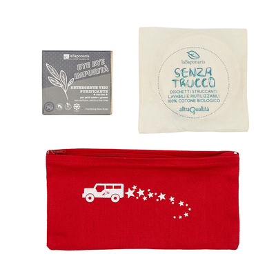 Kit regalo con detergente 
viso e dischetti struccanti