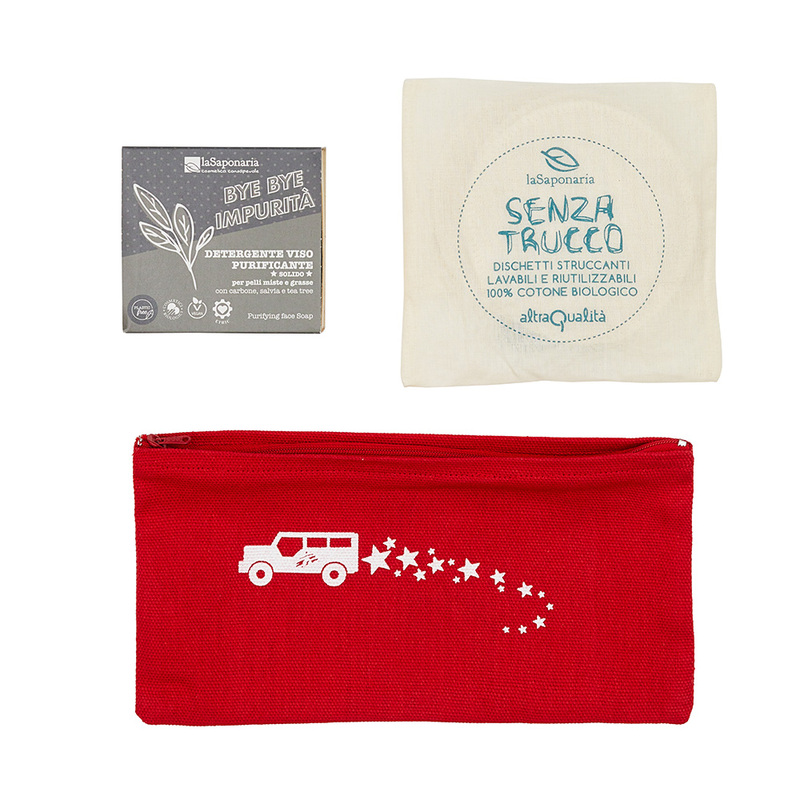Kit regalo con detergente 
viso e dischetti struccanti