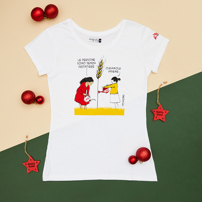 T-shirt bianca donna Mauro Biani per MSF