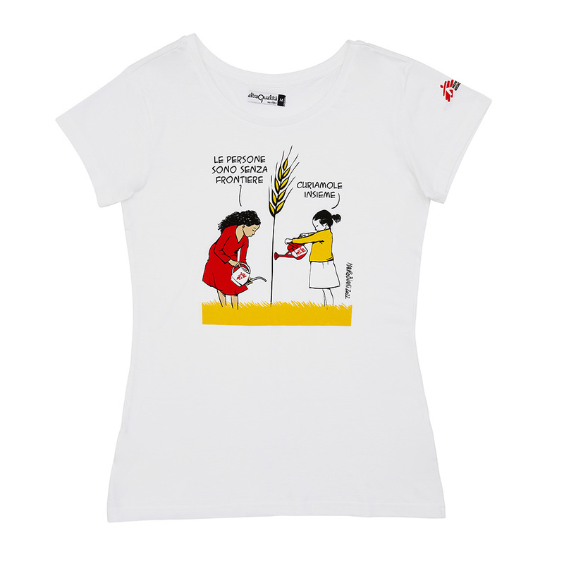 T-shirt bianca donna Mauro Biani per MSF
