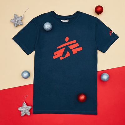 T-shirt unisex blu con omino MSF