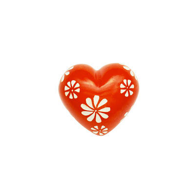 Cuore di pietra saponaria arancio con fiori
