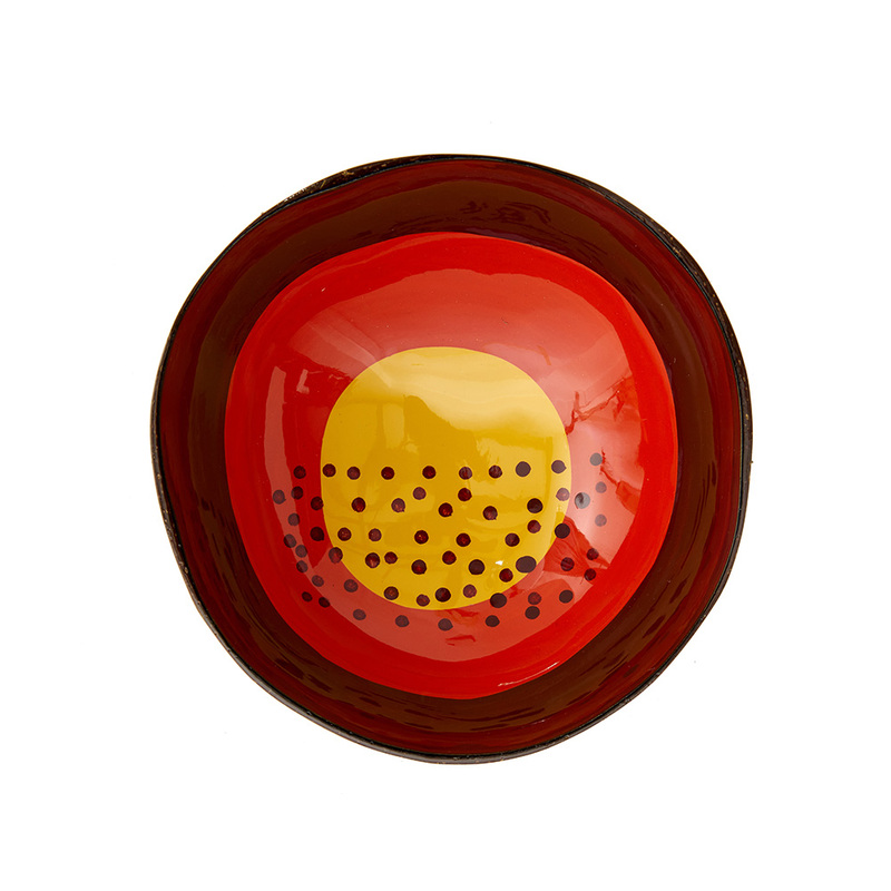 Ciotola di cocco laccata arancio con cerchi