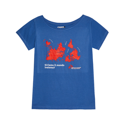 T-shirt donna indaco Giriamo il mondo insieme?