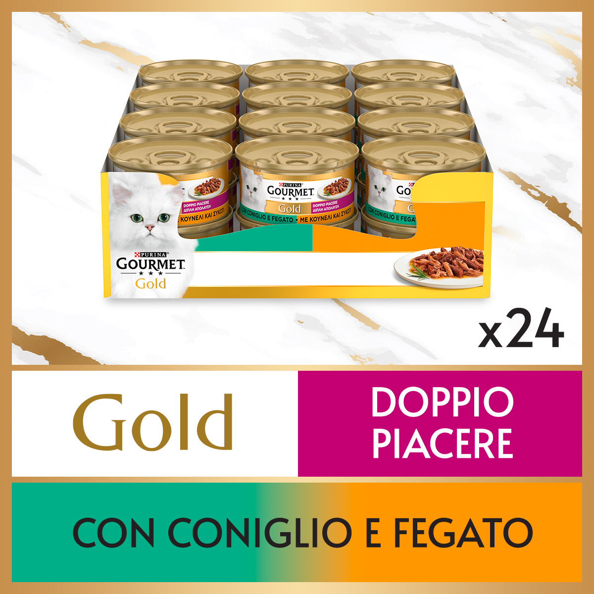 GOURMET® Gold Gatto Doppio Piacere con Coniglio e Fegato