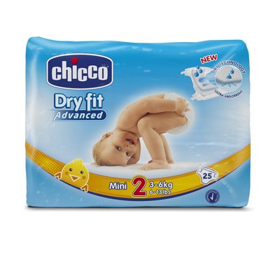 Fraldas Chicco Dry Fit Advanced T2 3-6kg (Pack pequeno)