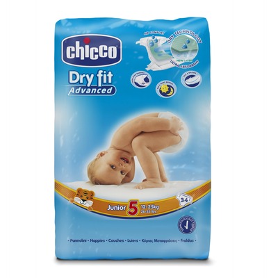 Fraldas Chicco Dry Fit Advanced T5 12-25kg (Pack grande)