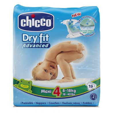 Fraldas Chicco Dry Fit Advanced T4 8-18 kg (Pack pequeno)