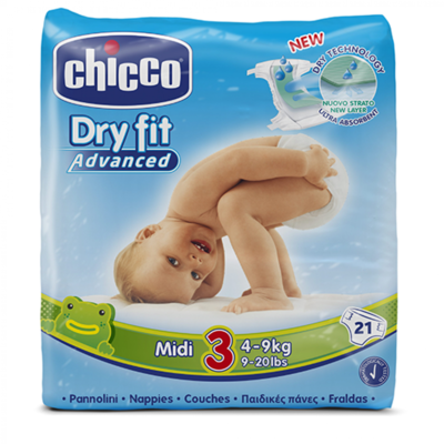 Fraldas Chicco Dry Fit Advanced T3 4-9kg (Pack pequeno)