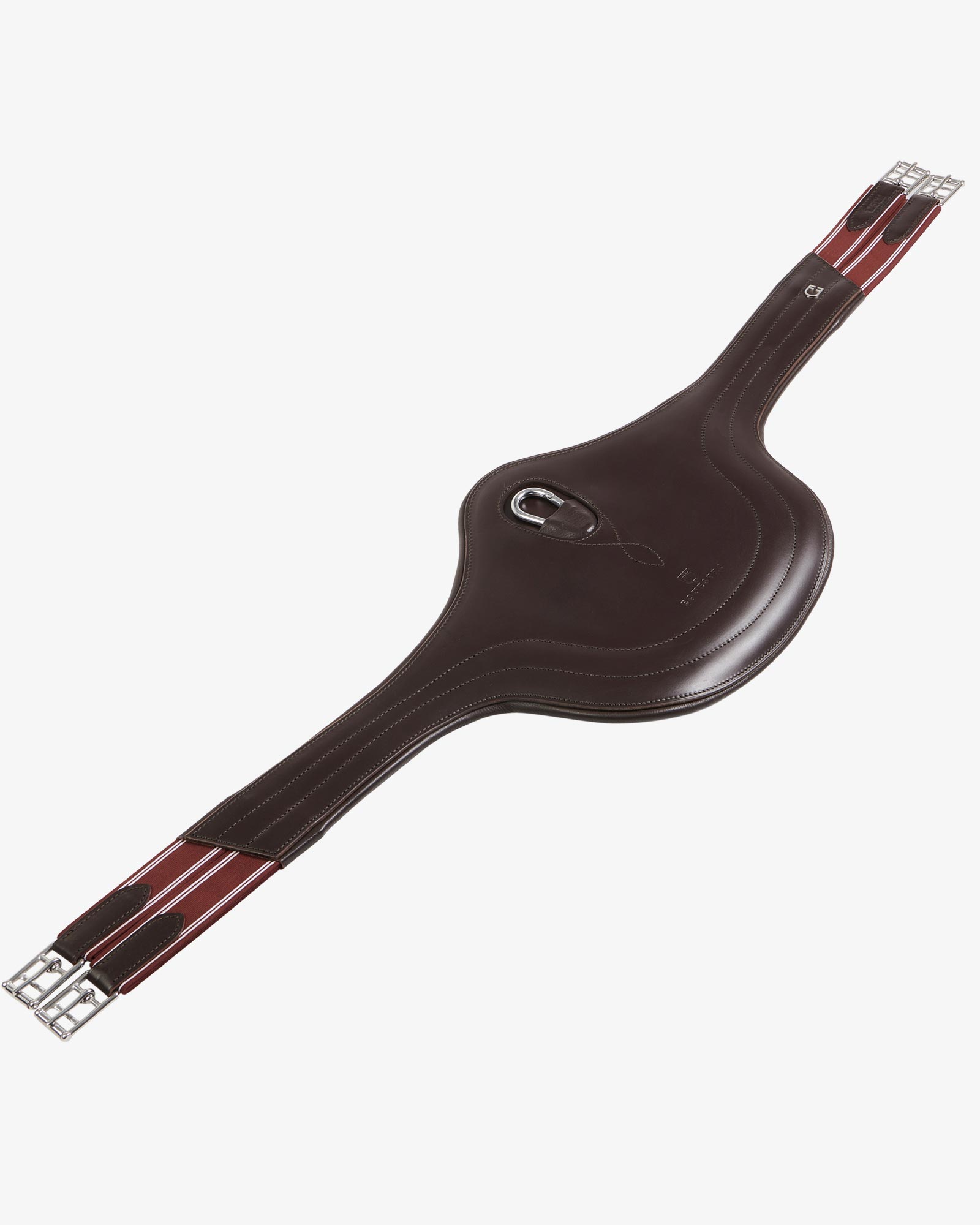 Jumping girth in leather with protectors