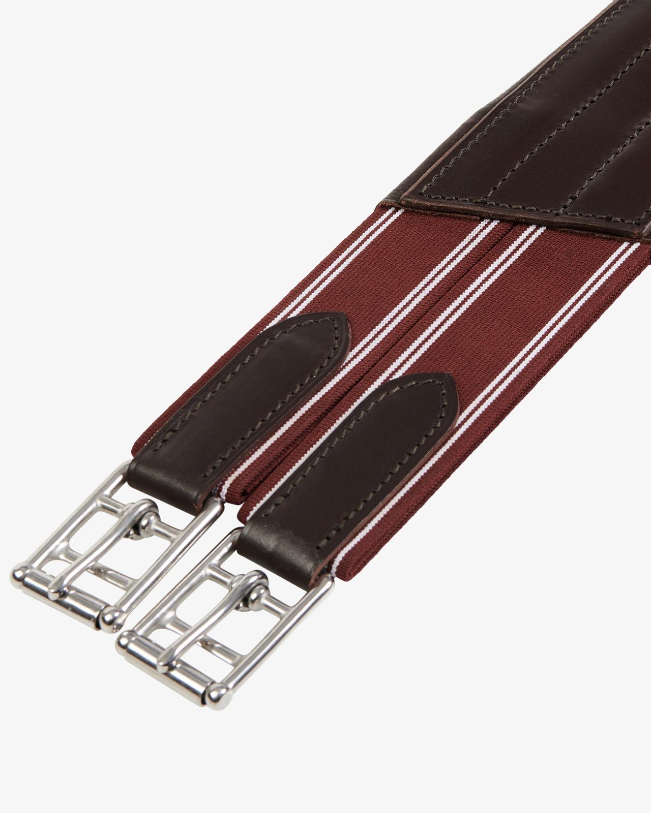 Jumping girth in leather with protectors