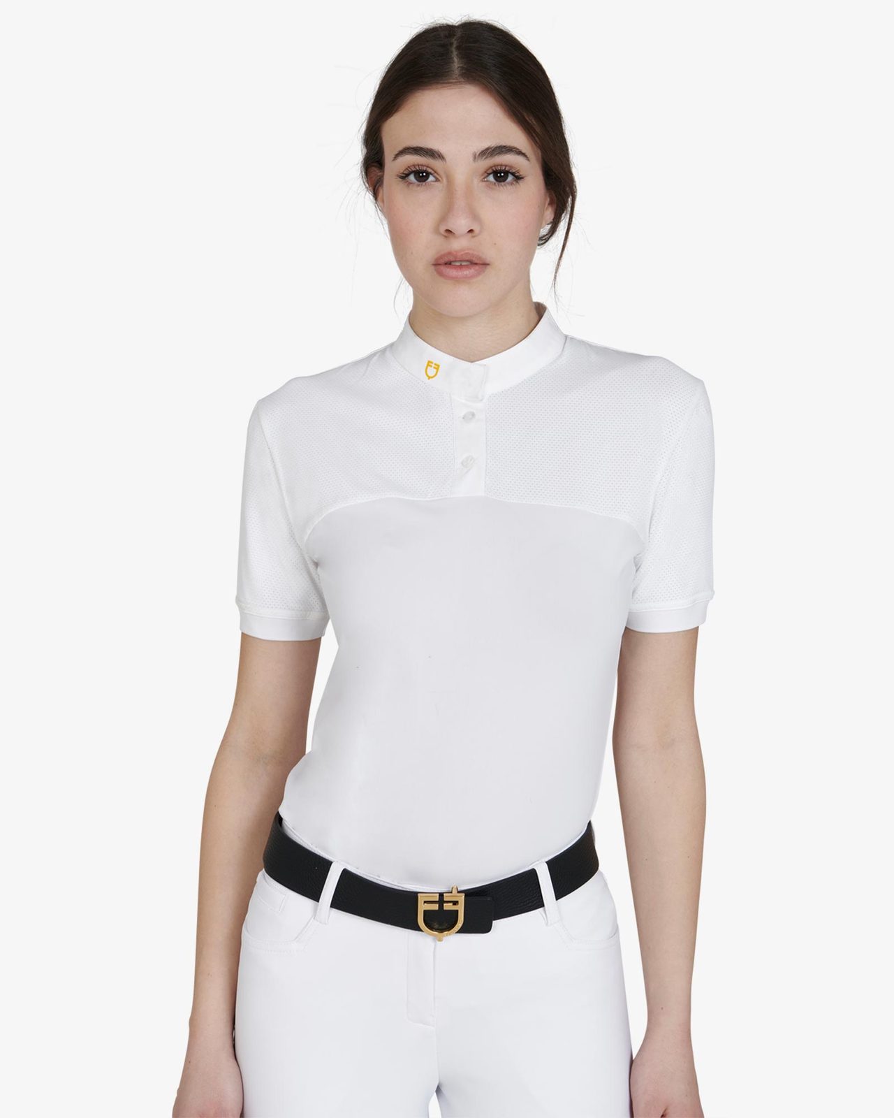 Polo donna slim fit tessuto tecnico e mesh