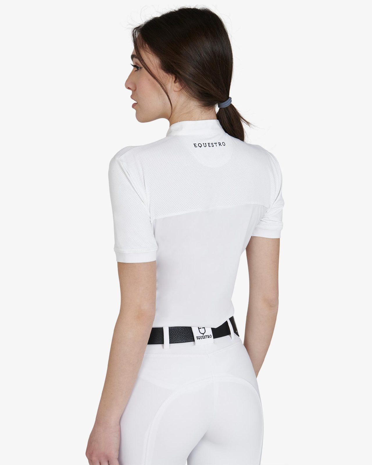 Polo donna slim fit tessuto tecnico e mesh