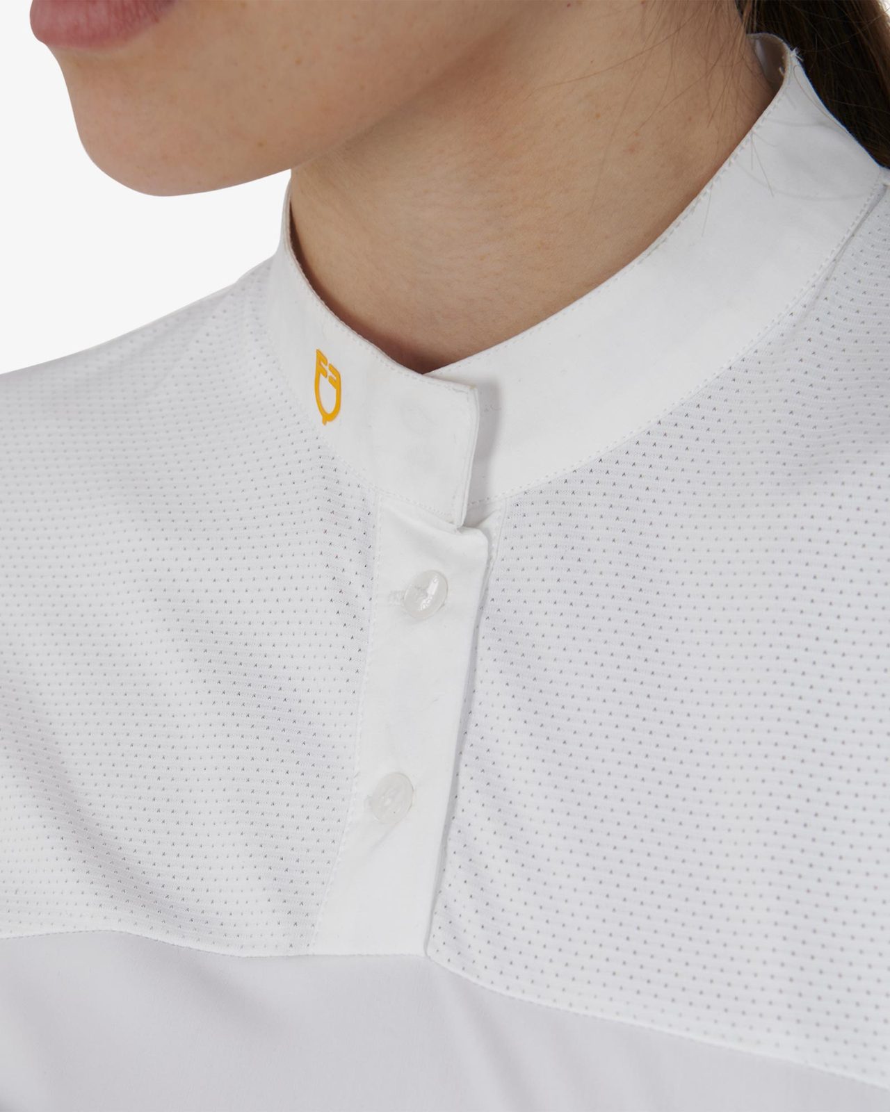 Polo donna slim fit tessuto tecnico e mesh