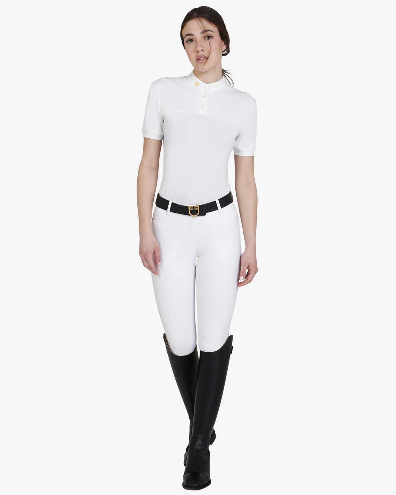 Polo donna slim fit tessuto tecnico e mesh