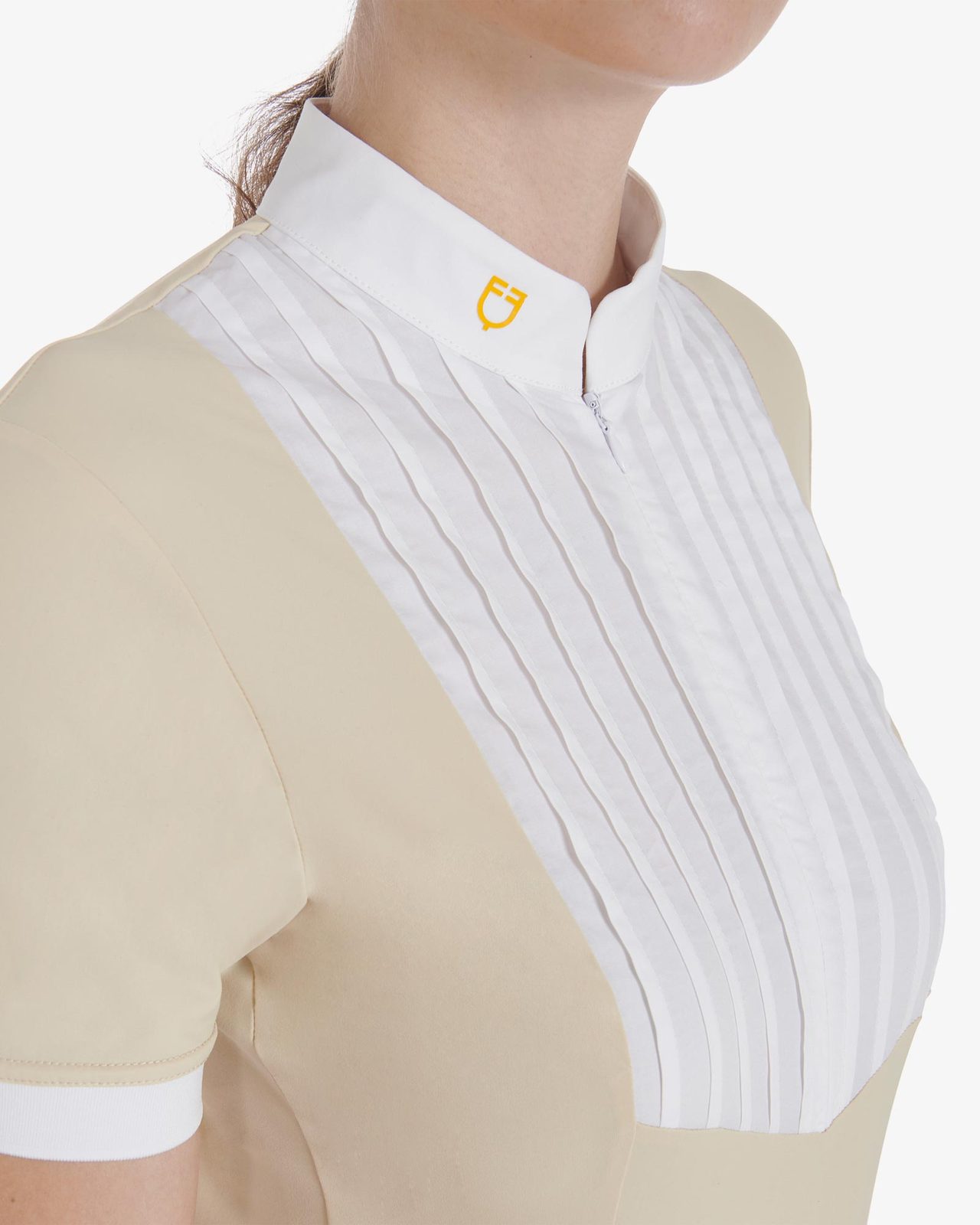 Polo donna slim fit cotone plissettato
