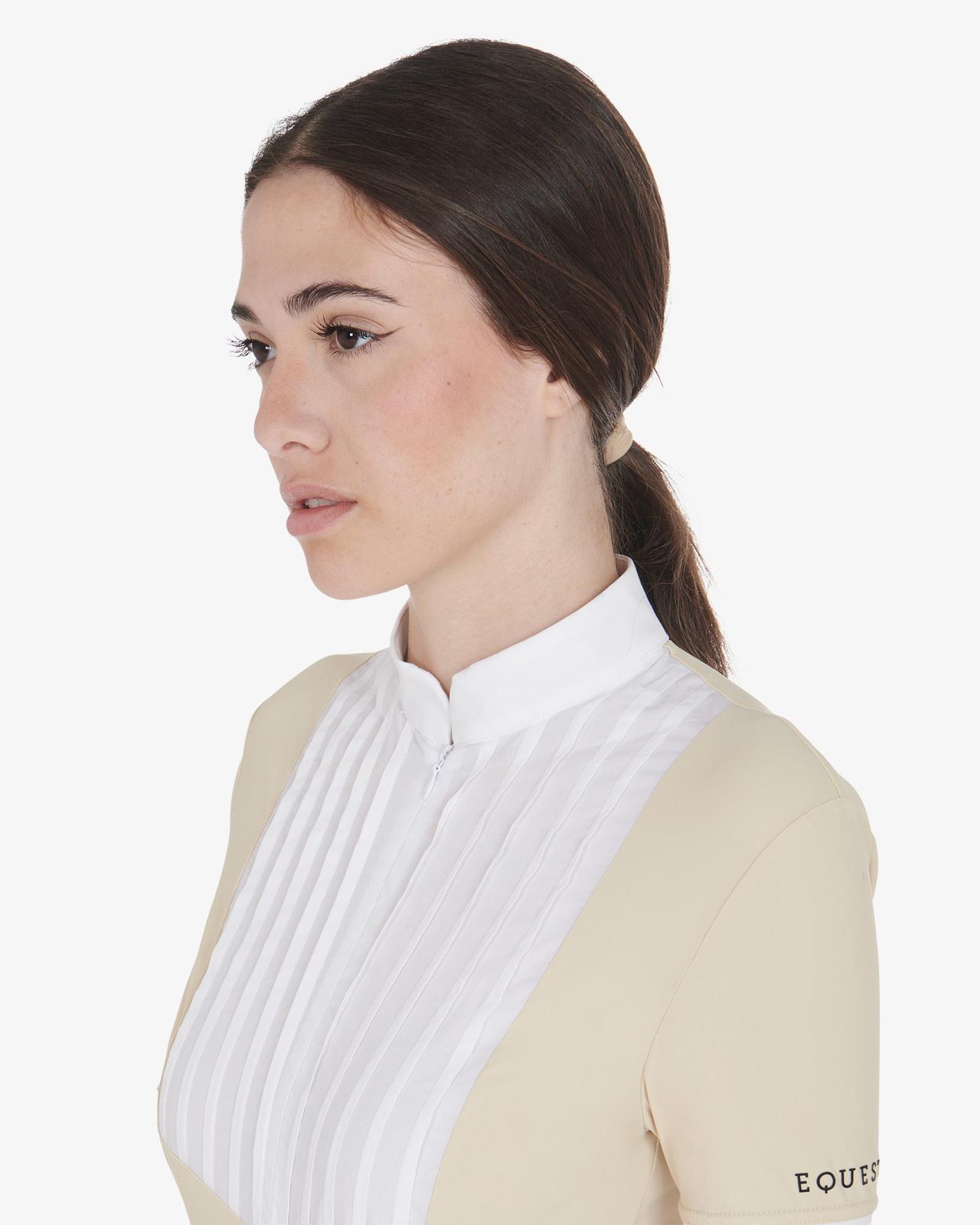 Polo donna slim fit cotone plissettato