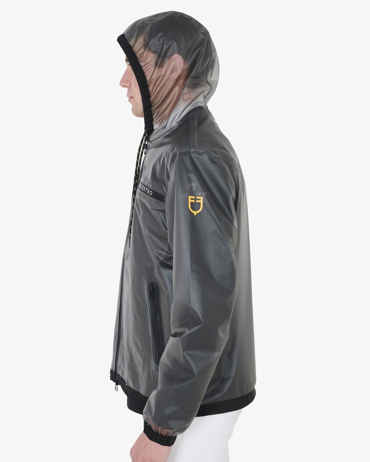 Men's transparent technical raincoat