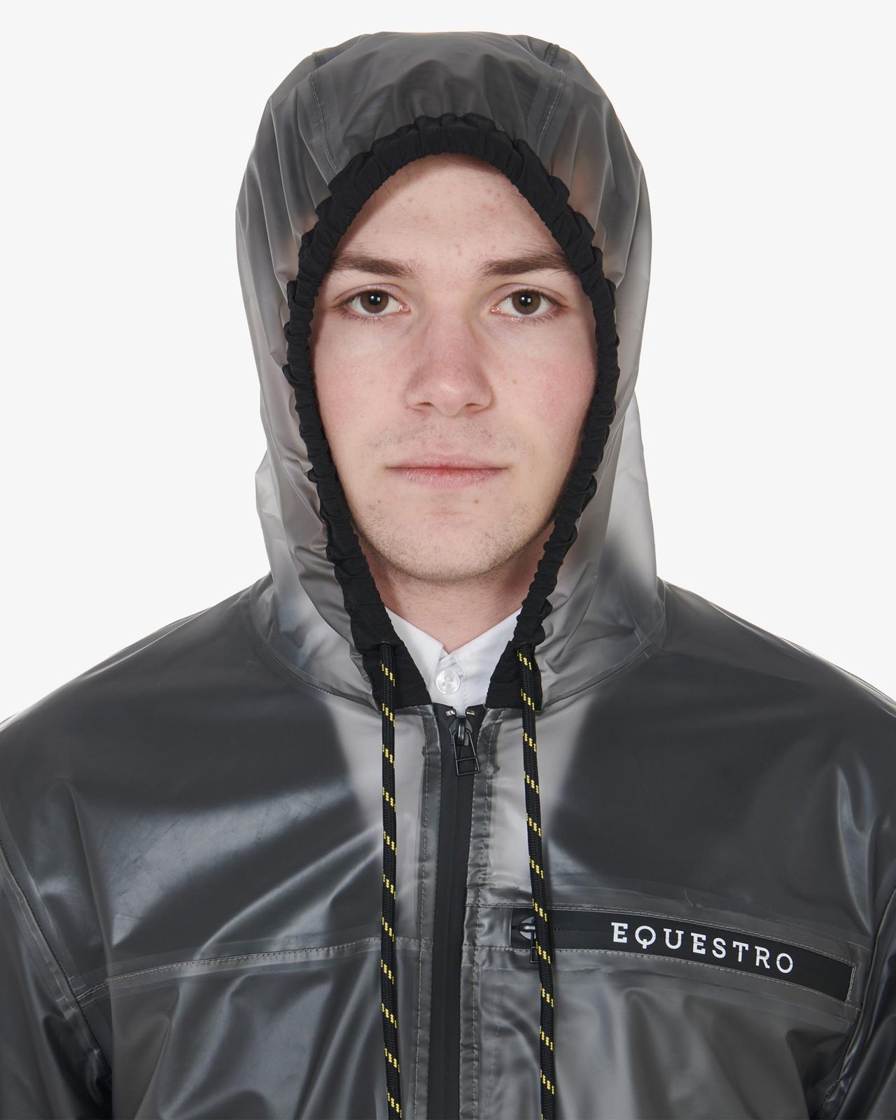 Men's transparent technical raincoat
