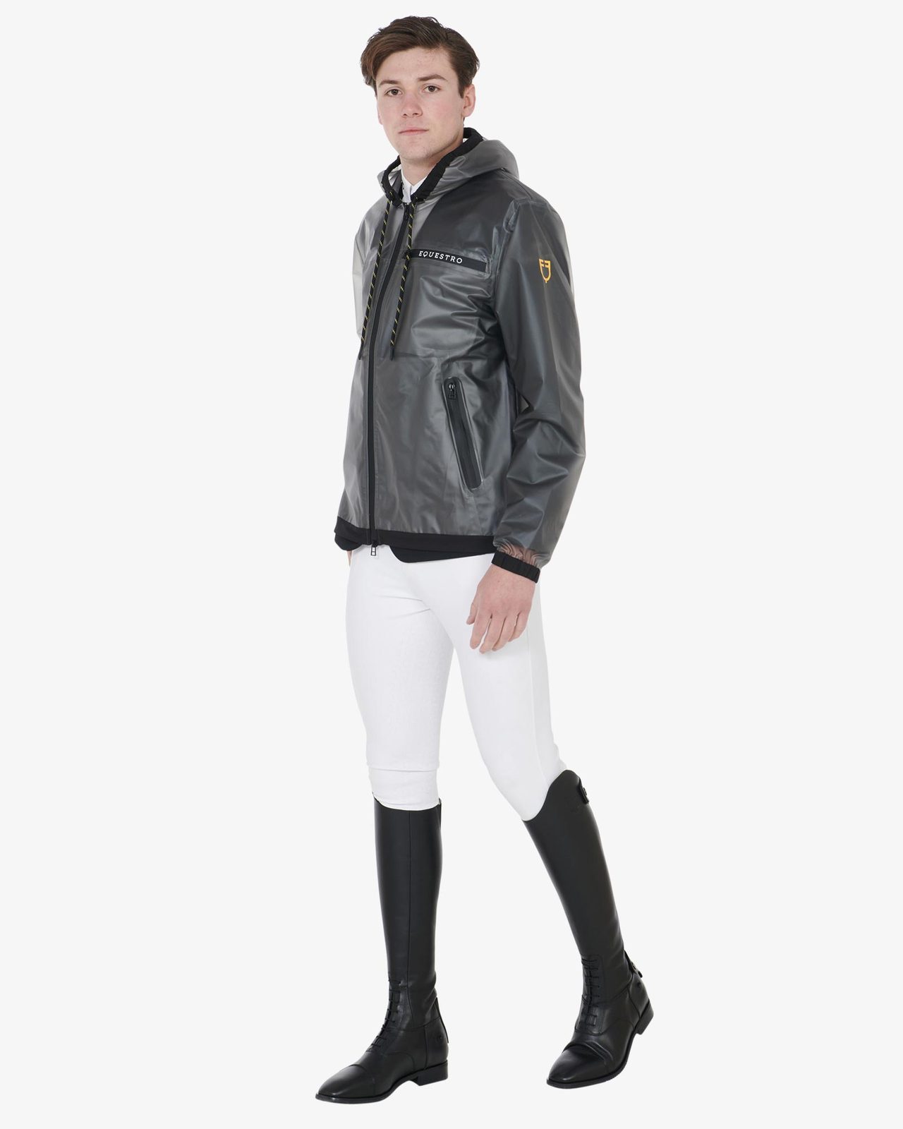 Men's transparent technical raincoat