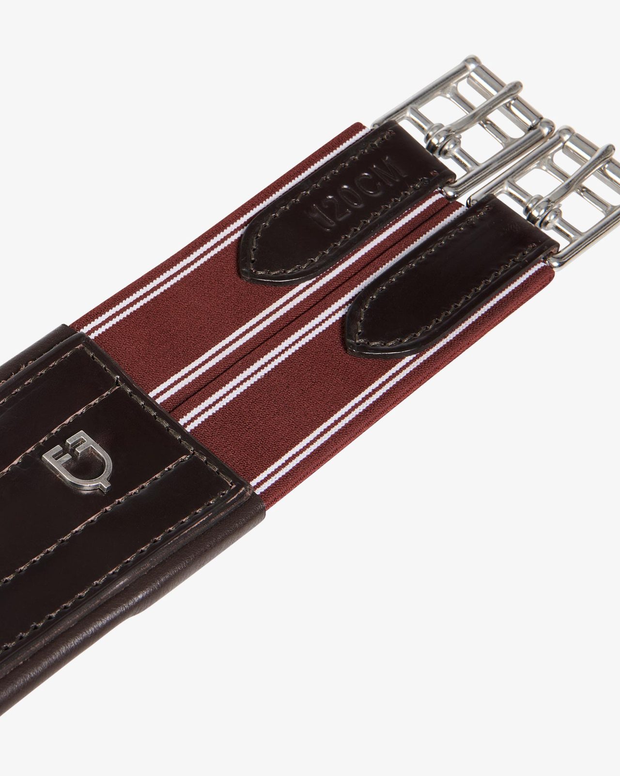 Leather jumping girth with elastic bands