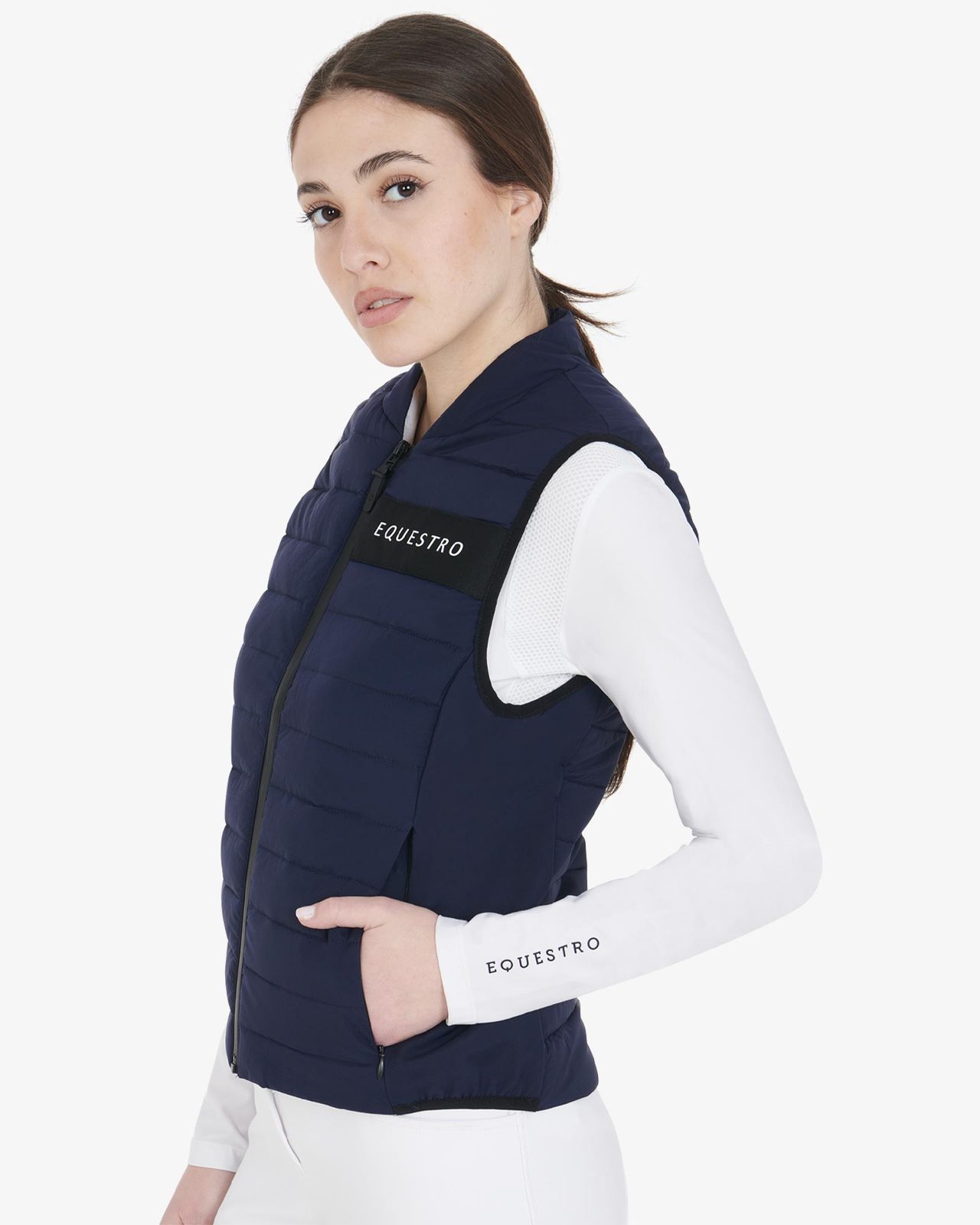 Women's vest in windproof technical fabric