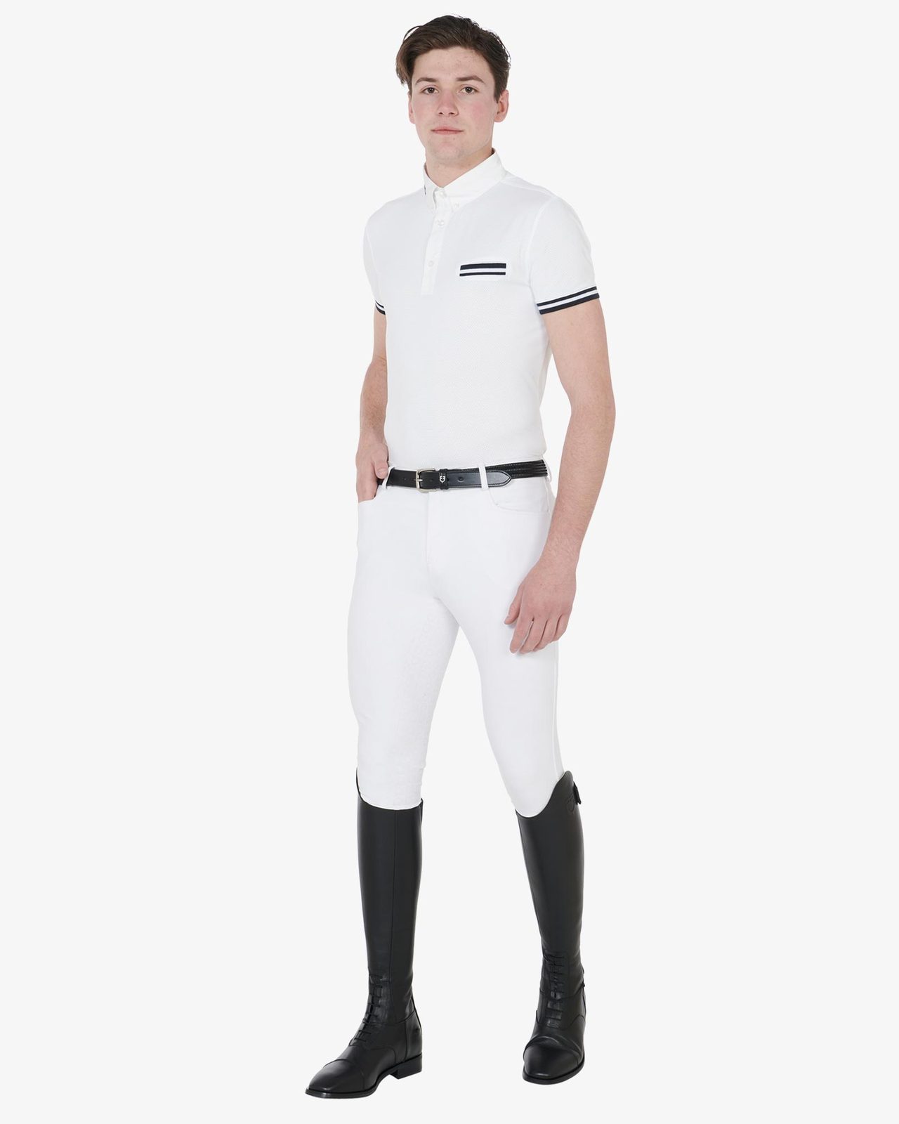 Polo uomo da concorso slim fit con inserti neri