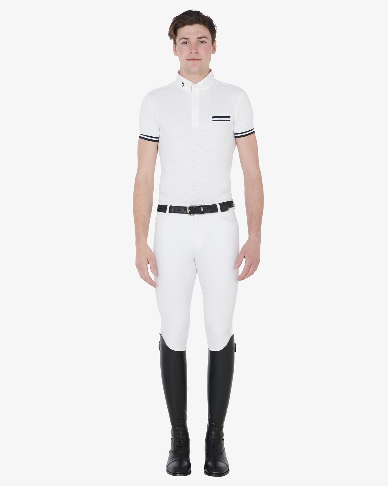 Polo uomo da concorso slim fit con inserti neri