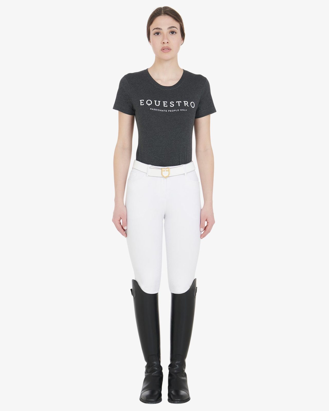 T-shirt donna slim fit con scritta Equestro