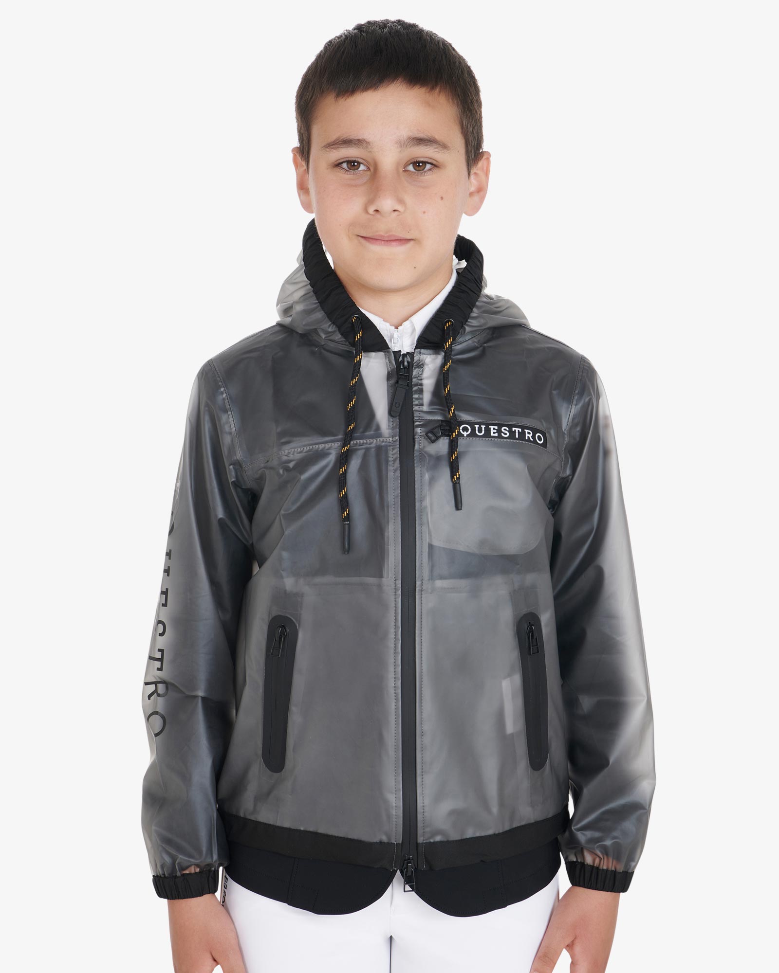 Kids' windproof zip hooded raincoat