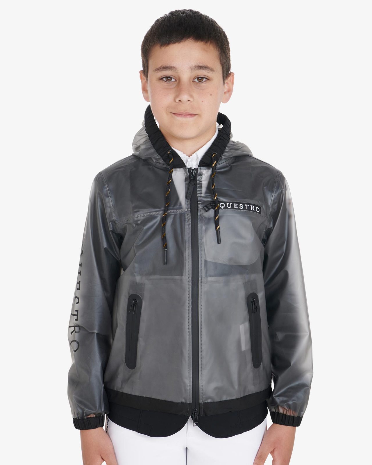 Kids' windproof zip hooded raincoat