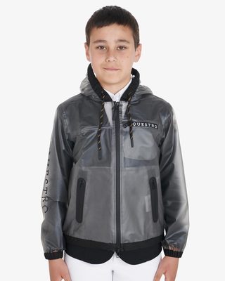 Kids' windproof zip hooded raincoat