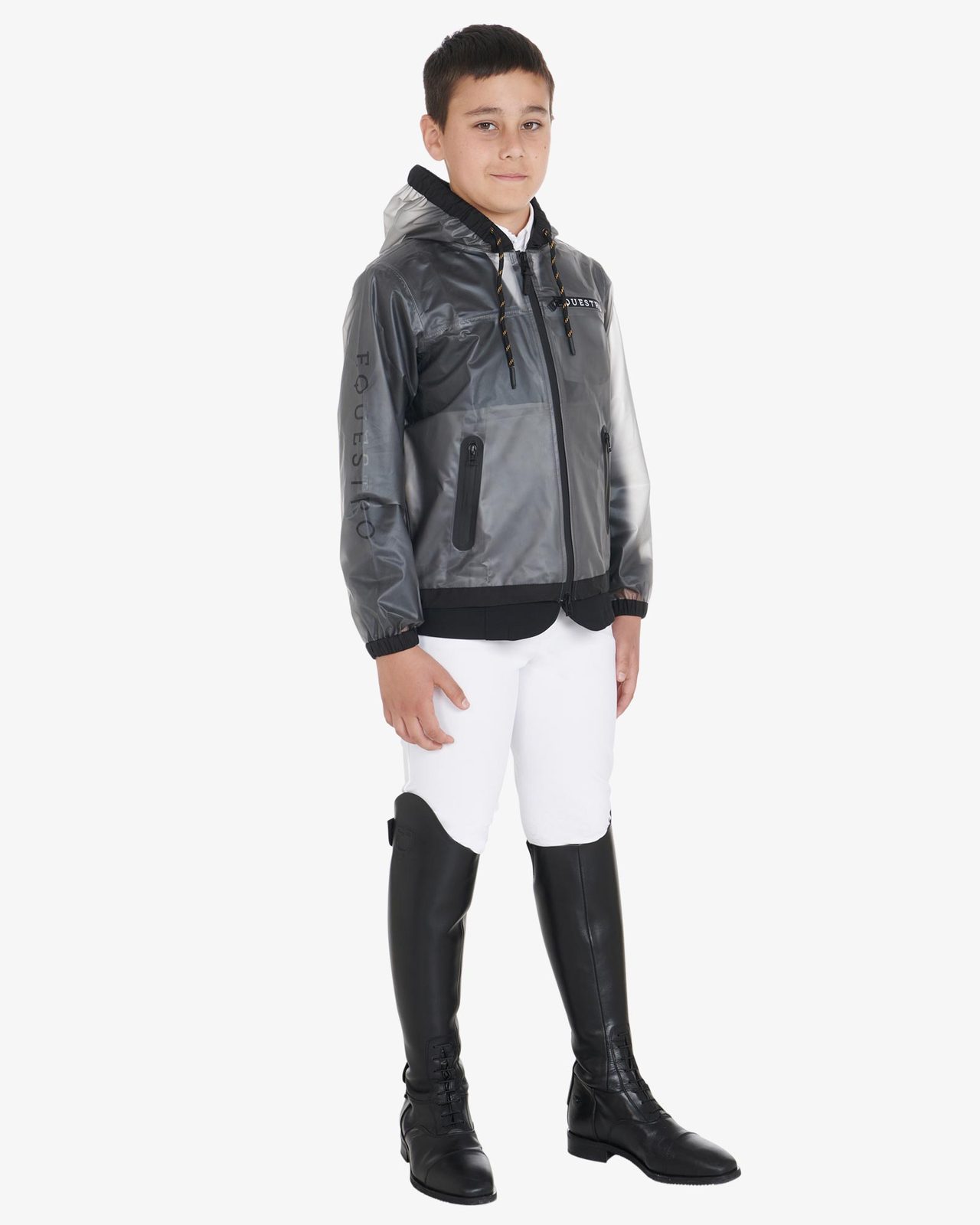 Kids' windproof zip hooded raincoat