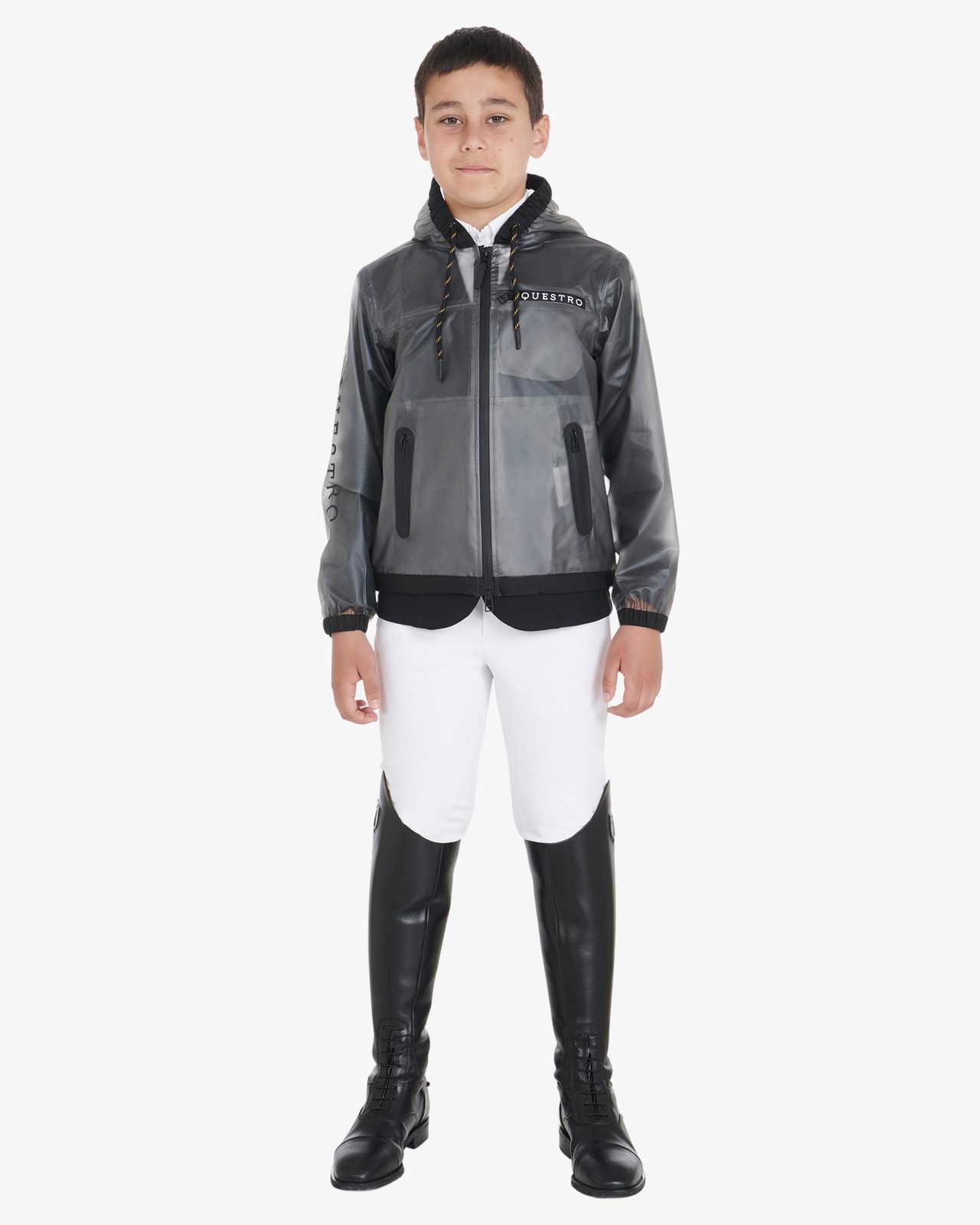 Kids' windproof zip hooded raincoat