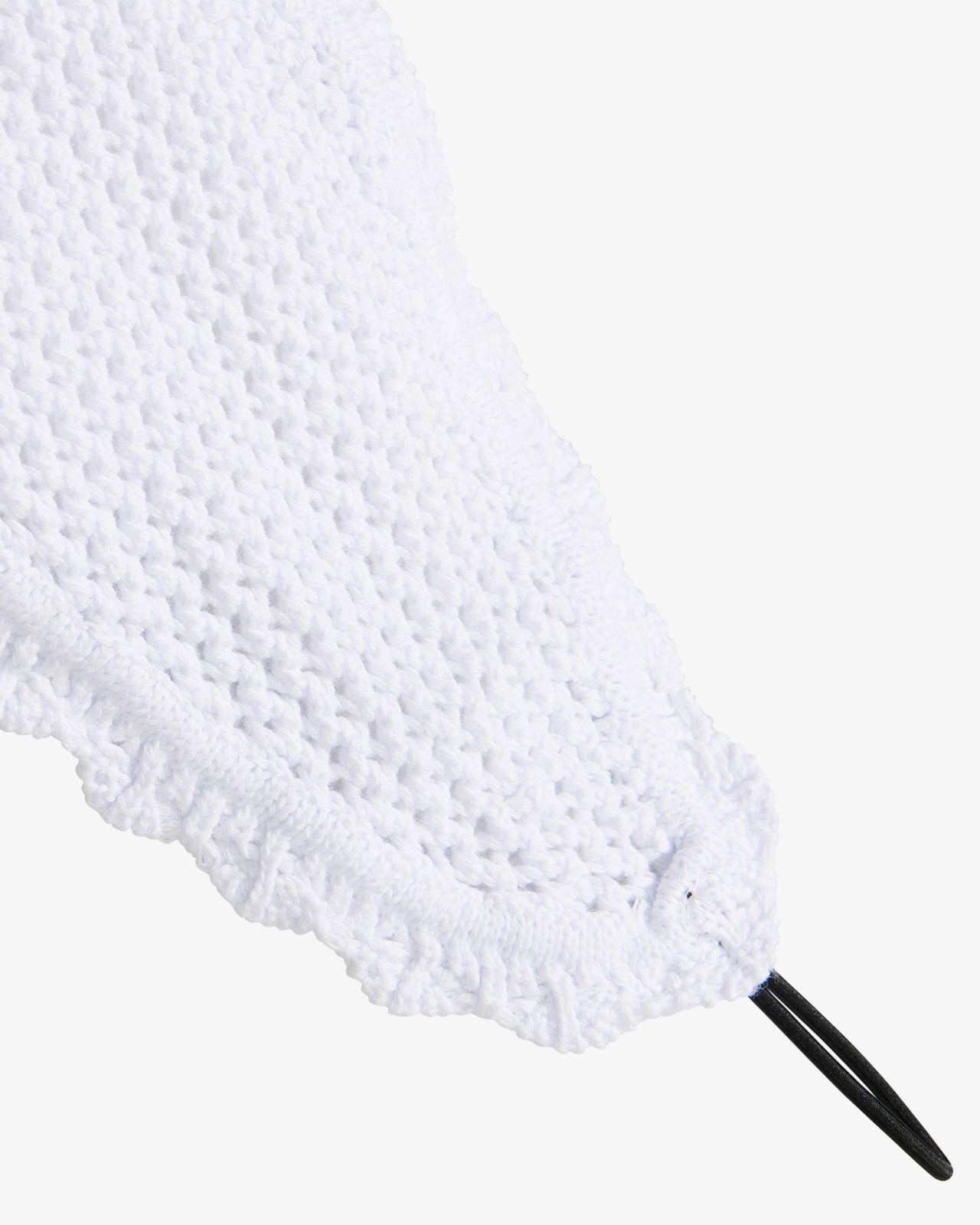 Knitted fly veil with elastic front strap