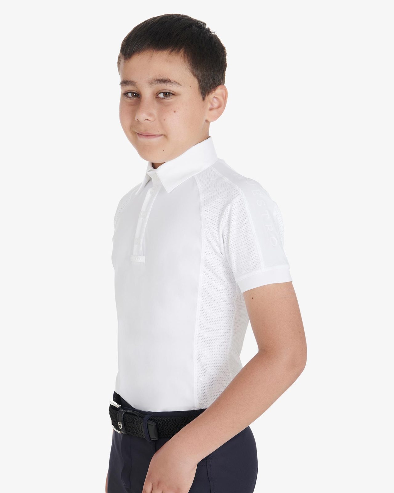 Polo bambino da concorso slim fit quattro bottoni