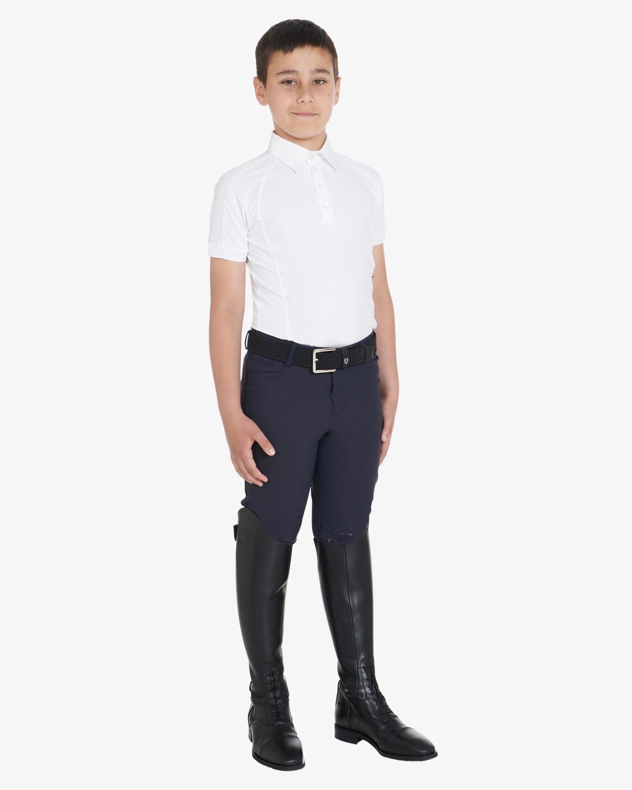 Polo bambino da concorso slim fit quattro bottoni