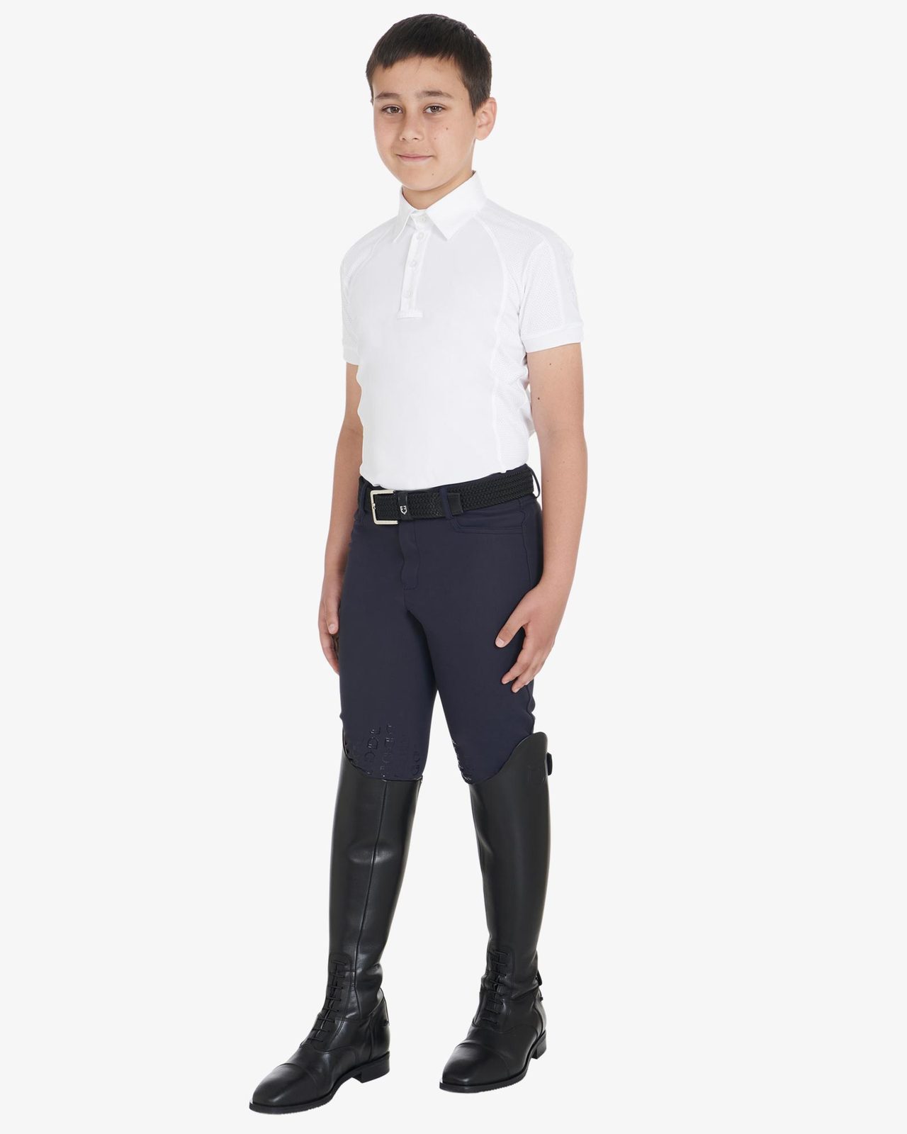 Polo bambino da concorso slim fit quattro bottoni
