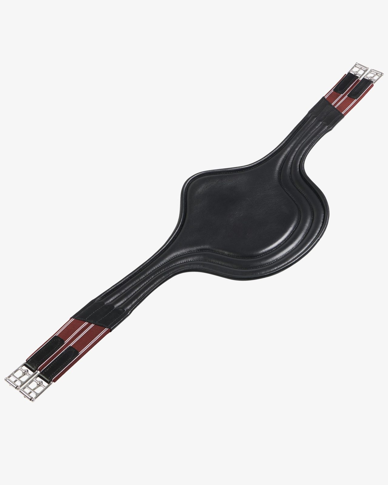Jumping girth in leather with protectors