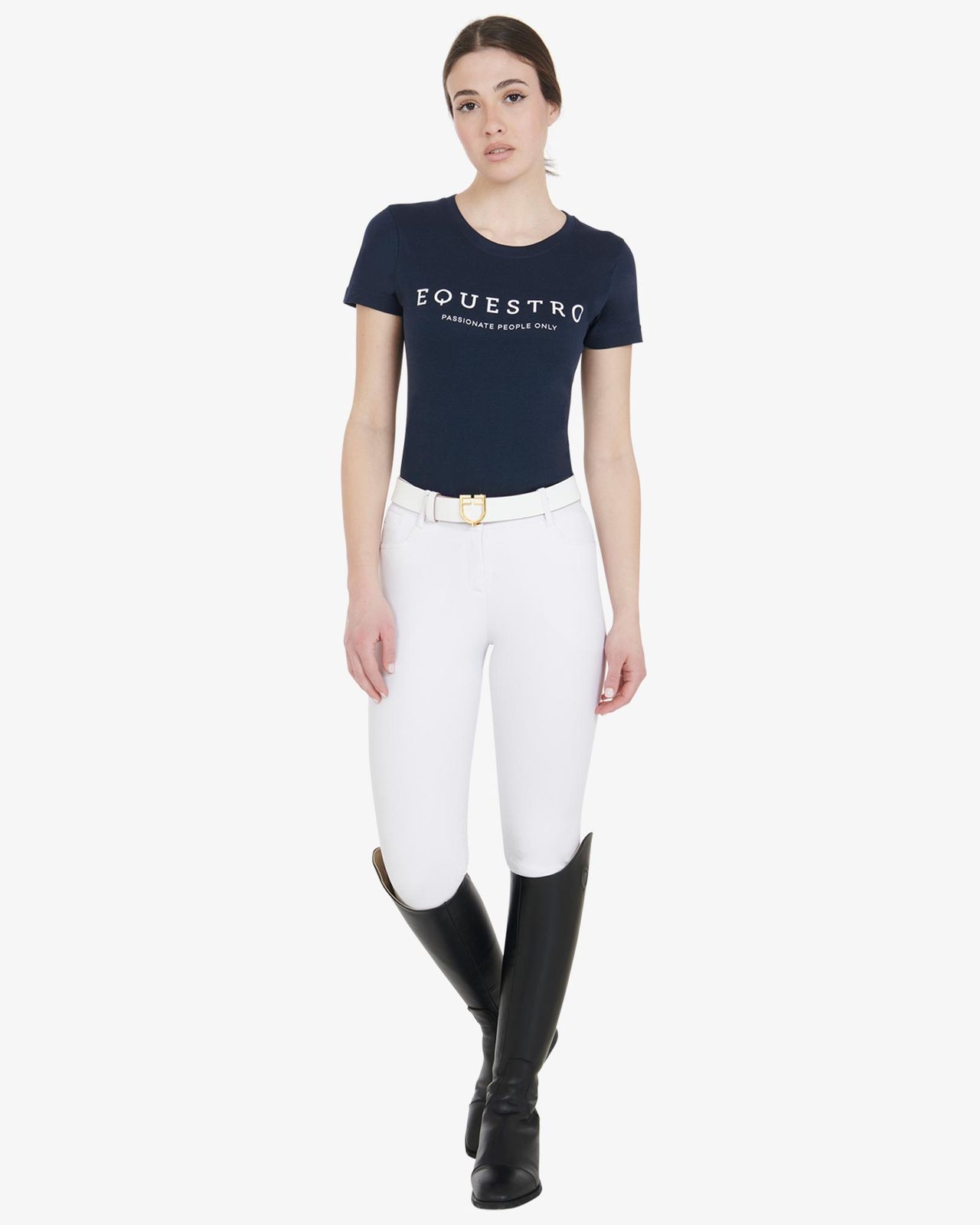 T-shirt donna slim fit con scritta Equestro