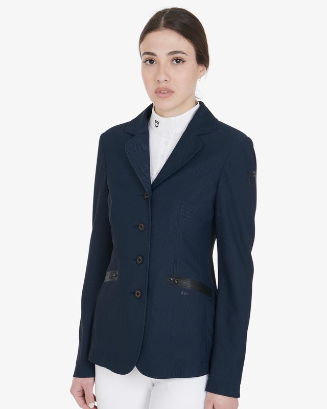 Women's competition jacket four buttons perforated fabric