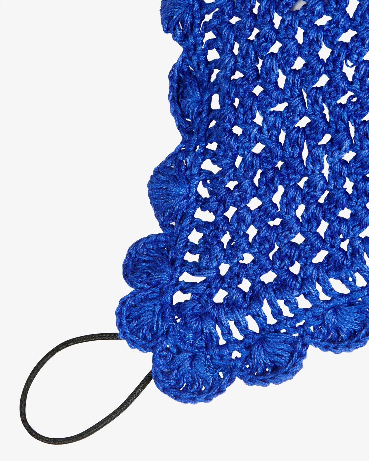 Knitted fly veil with elastic front strap
