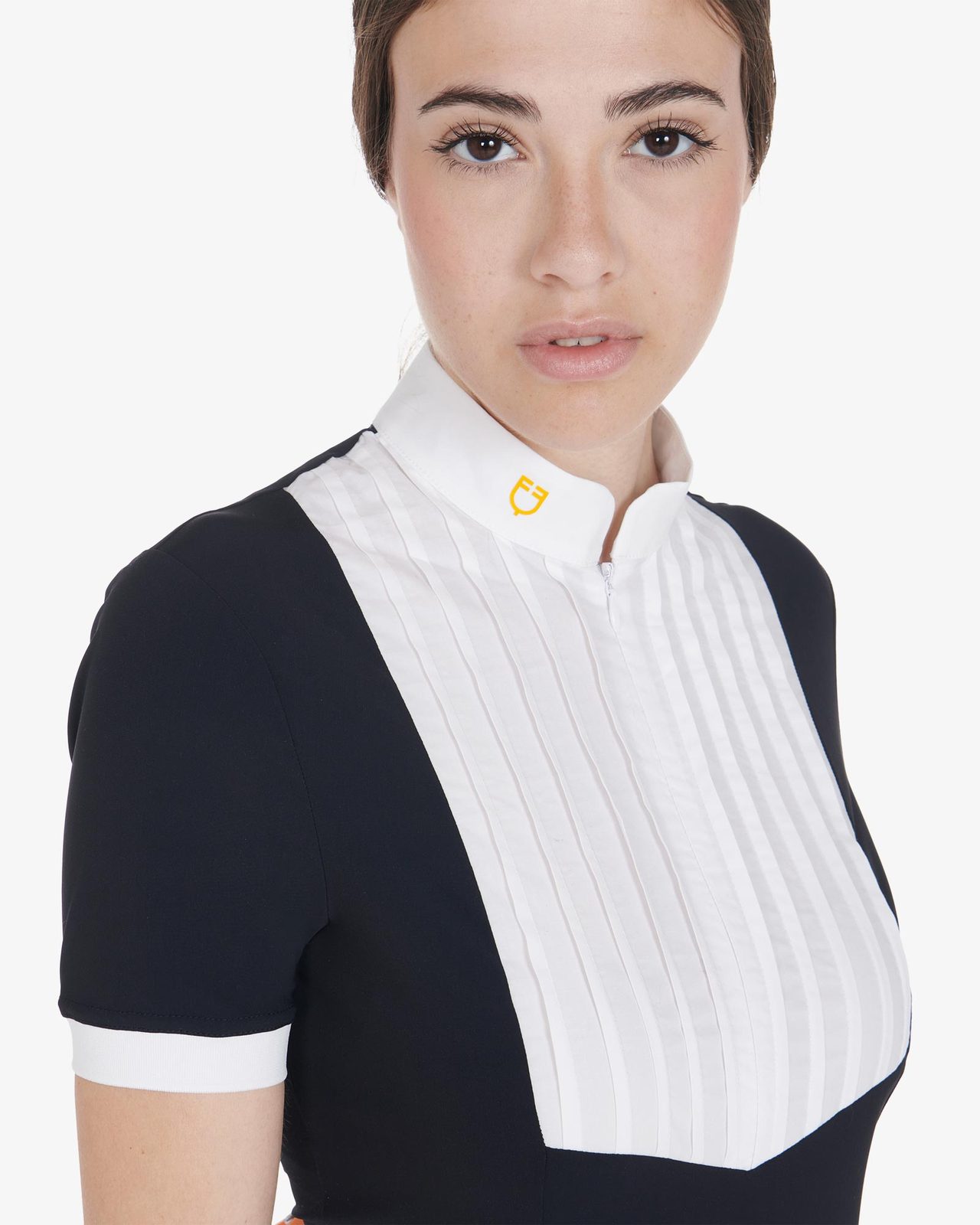 Polo donna slim fit cotone plissettato