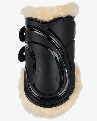 Fetlock boots in polyurethane with synthetic lambskin