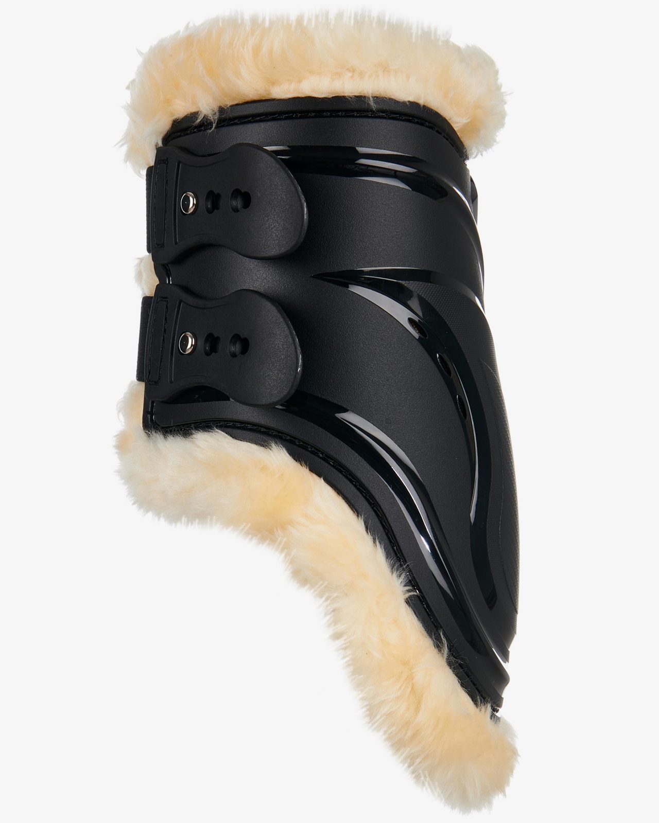 Fetlock boots in polyurethane with synthetic lambskin