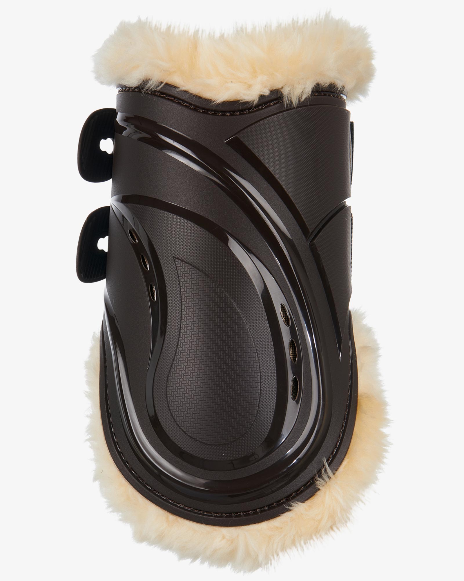 Fetlock boots in polyurethane with synthetic lambskin